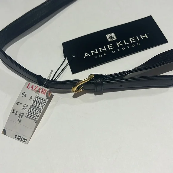 Anne Klein Vintage Black Leather Deadstock Crossbody Purse Gold Hardware - Picture 6 of 13